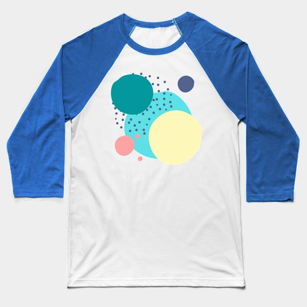 Art circles and dots pattern - green, blue and yellow Baseball T-Shirt by Fireflies